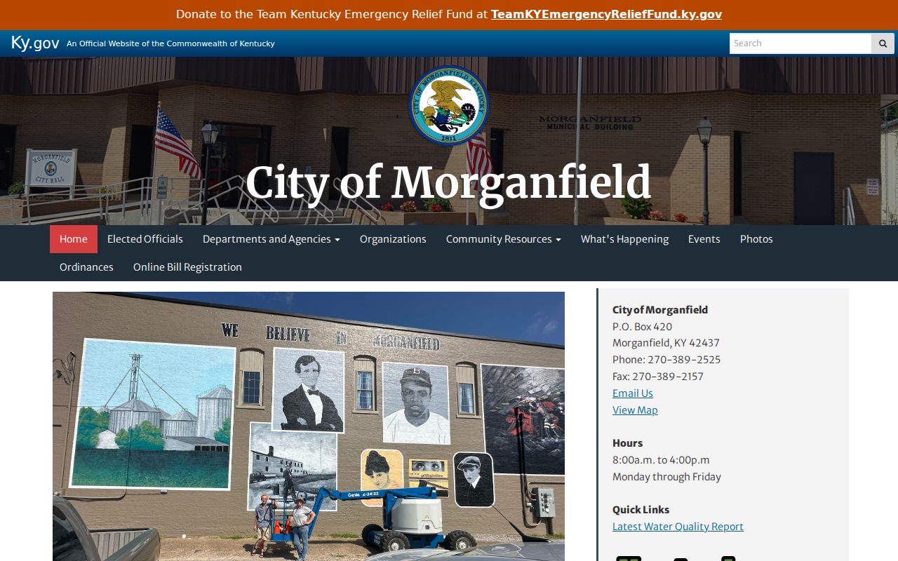 Morganfield City Hall source for Union County criminal records