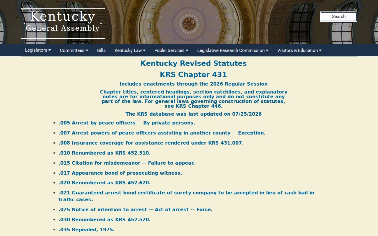 Kentucky statutes governing expungement of Union County criminal cases